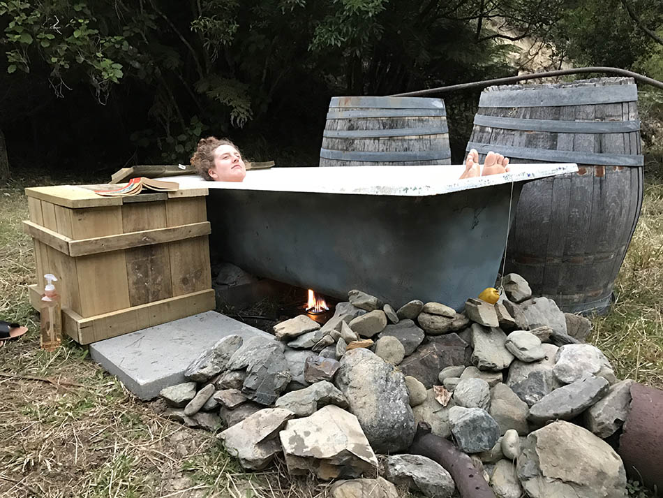 Cabin has its own cookhouse, gas shower, toilet and hot tub