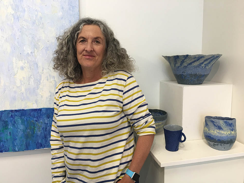 Sara with her work and J S Parker’s at Diversion Gallery, Picton, 2018